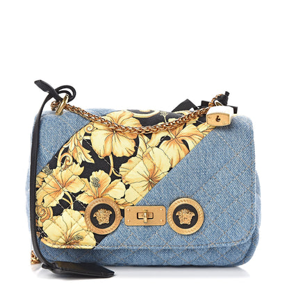 Versace Denim Barocco Printed Icon Small Crossbody Bag Blue 1 of 10