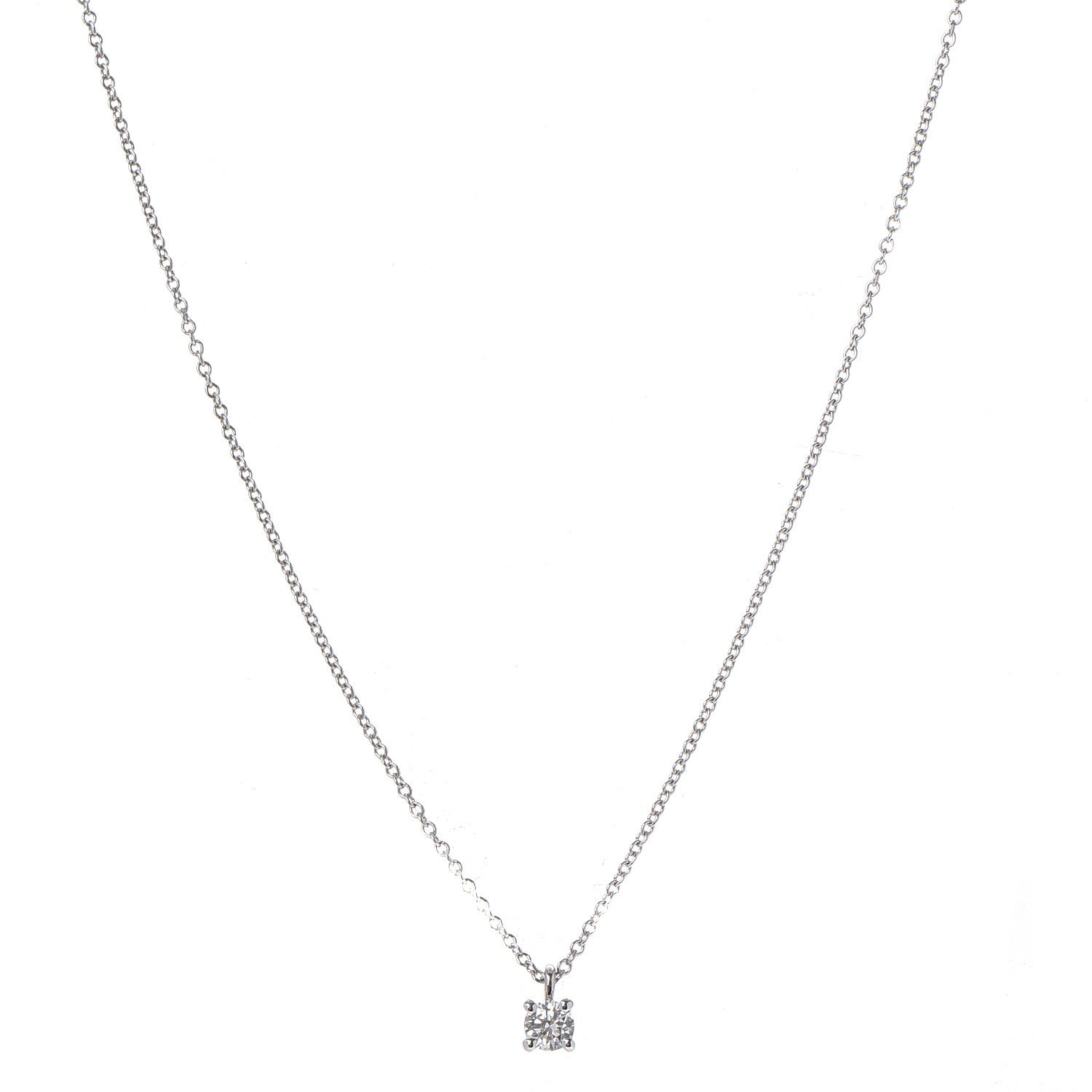 Tiffany Platinum Diamond .19ct Solitaire Pendant Necklace 1 of 7