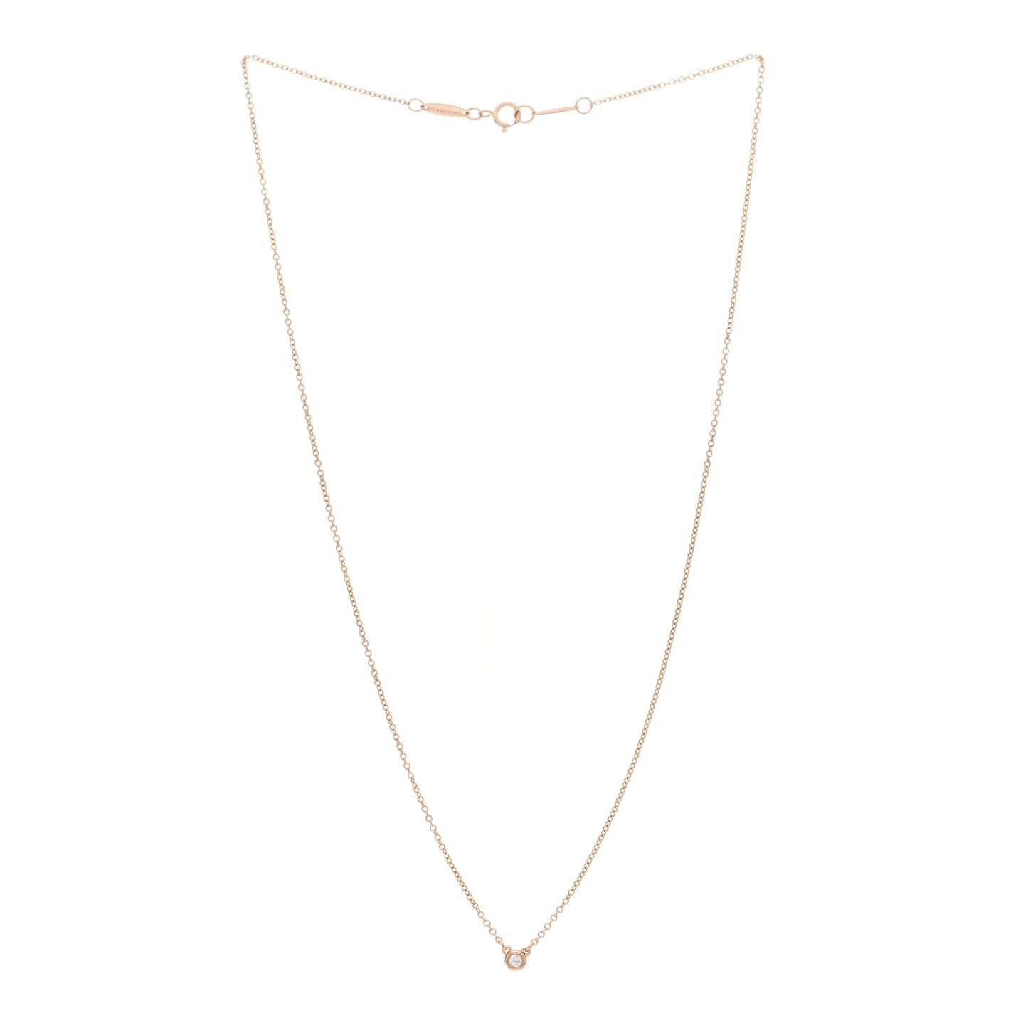 18K Rose Gold Diamond .03ct Elsa Peretti Diamonds by the Yard Pendant Necklace
