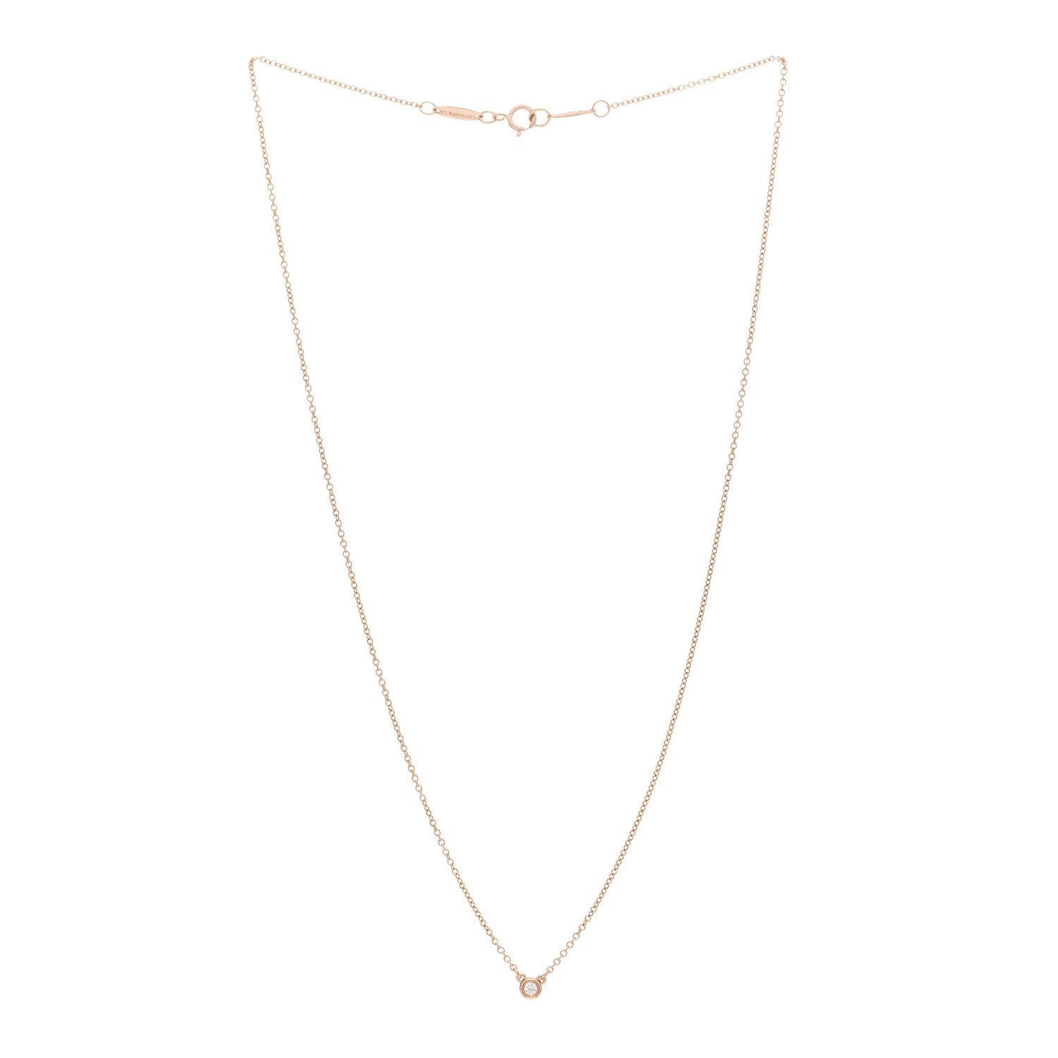 Tiffany 18K Rose Gold Diamond .03ct Elsa Peretti Diamonds by the Yard Pendant Necklace 2 of 4