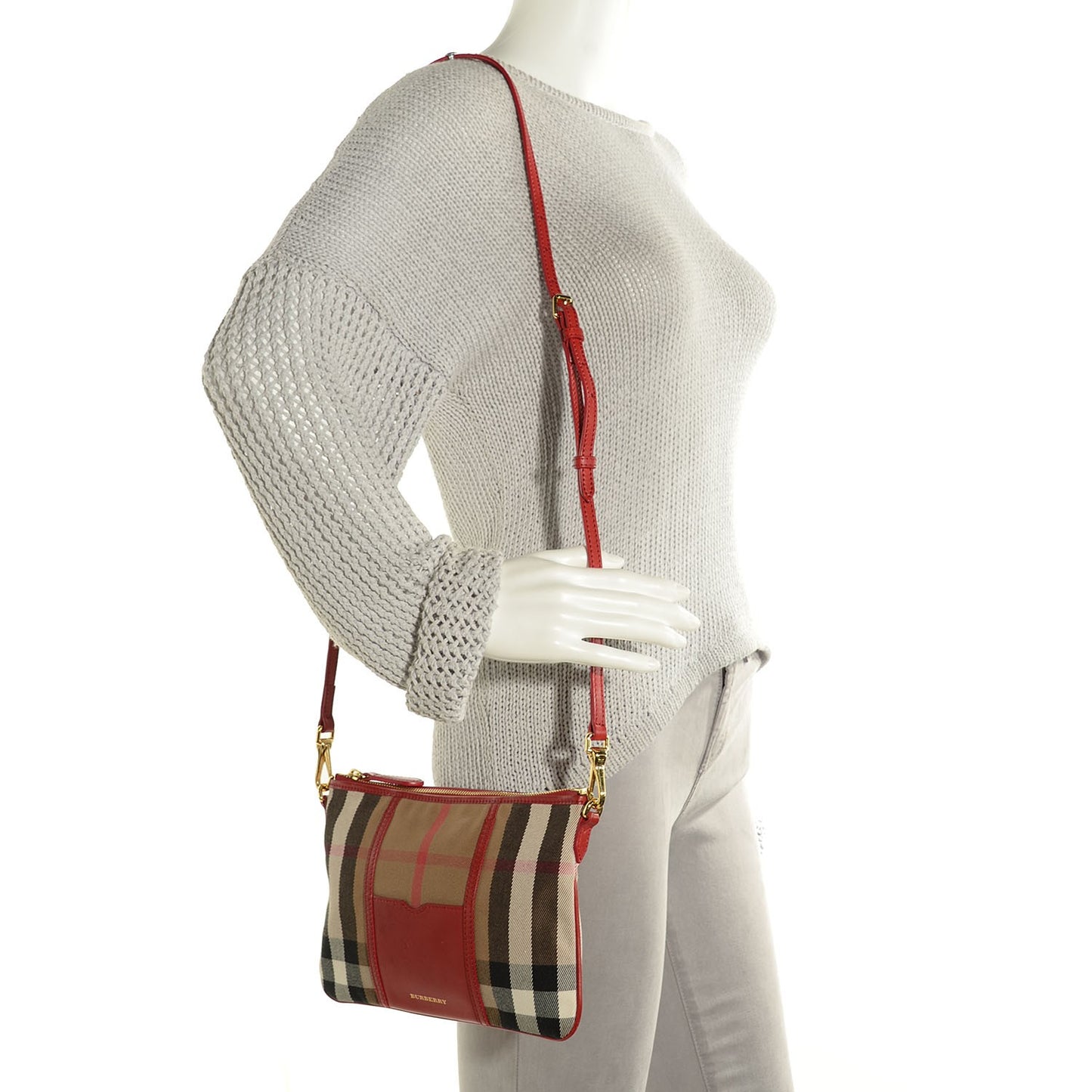 House Check Peyton Crossbody Clutch Bag Military Red