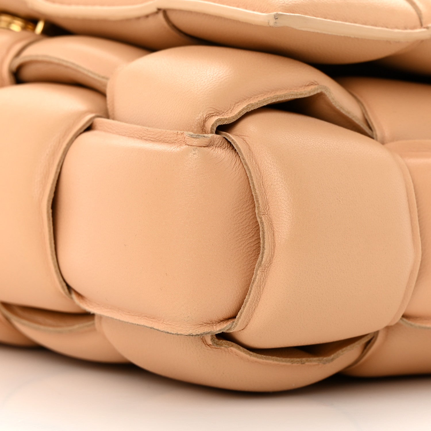Bottega Veneta Lambskin Maxi Intreccio Padded Chain Cassette Crossbody Bag Almond 10 of 16