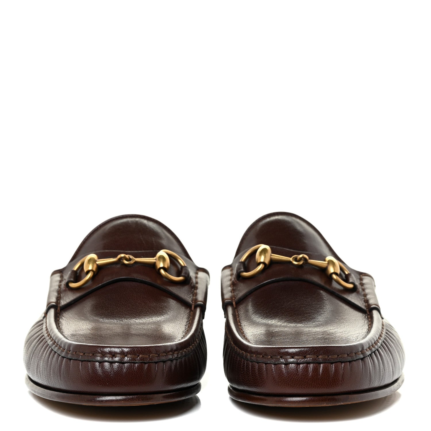 Gucci Goatskin Mens Horsebit Slippers 9 Light Brown 2 of 14