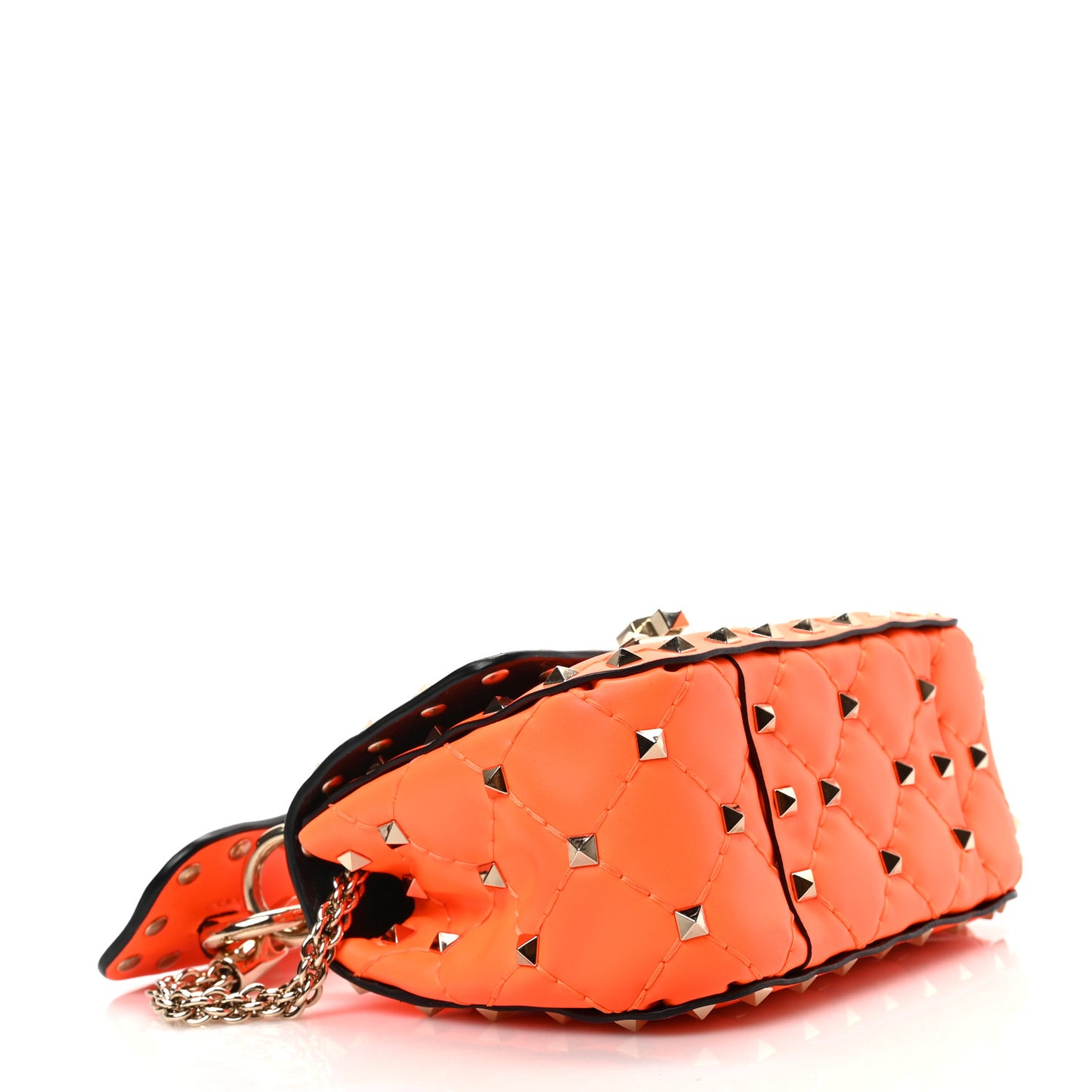 Calfskin Micro Rockstud Spike Shoulder Bag Orange