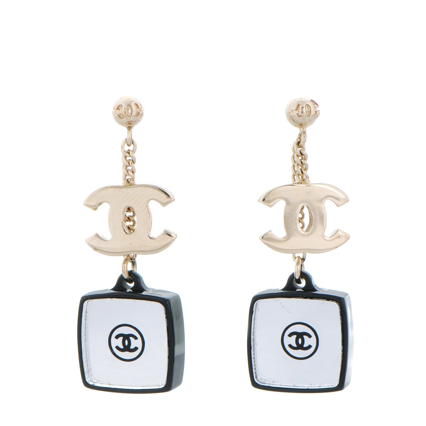 Mirror CC Drop Earrings Multicolor Gold