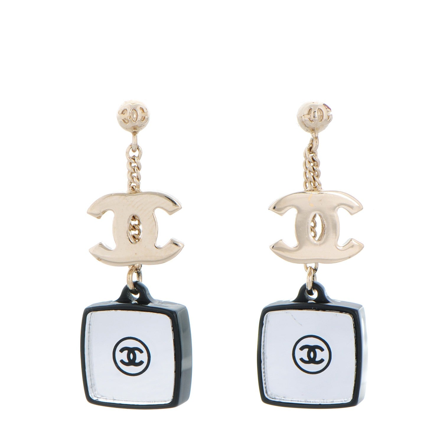 Chanel Mirror CC Drop Earrings Multicolor Gold 1 of 5