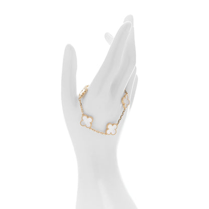 Van Cleef & Arpels 18K Yellow Gold Mother of Pearl 5 Motifs Vintage Alhambra Bracelet 2 of 6