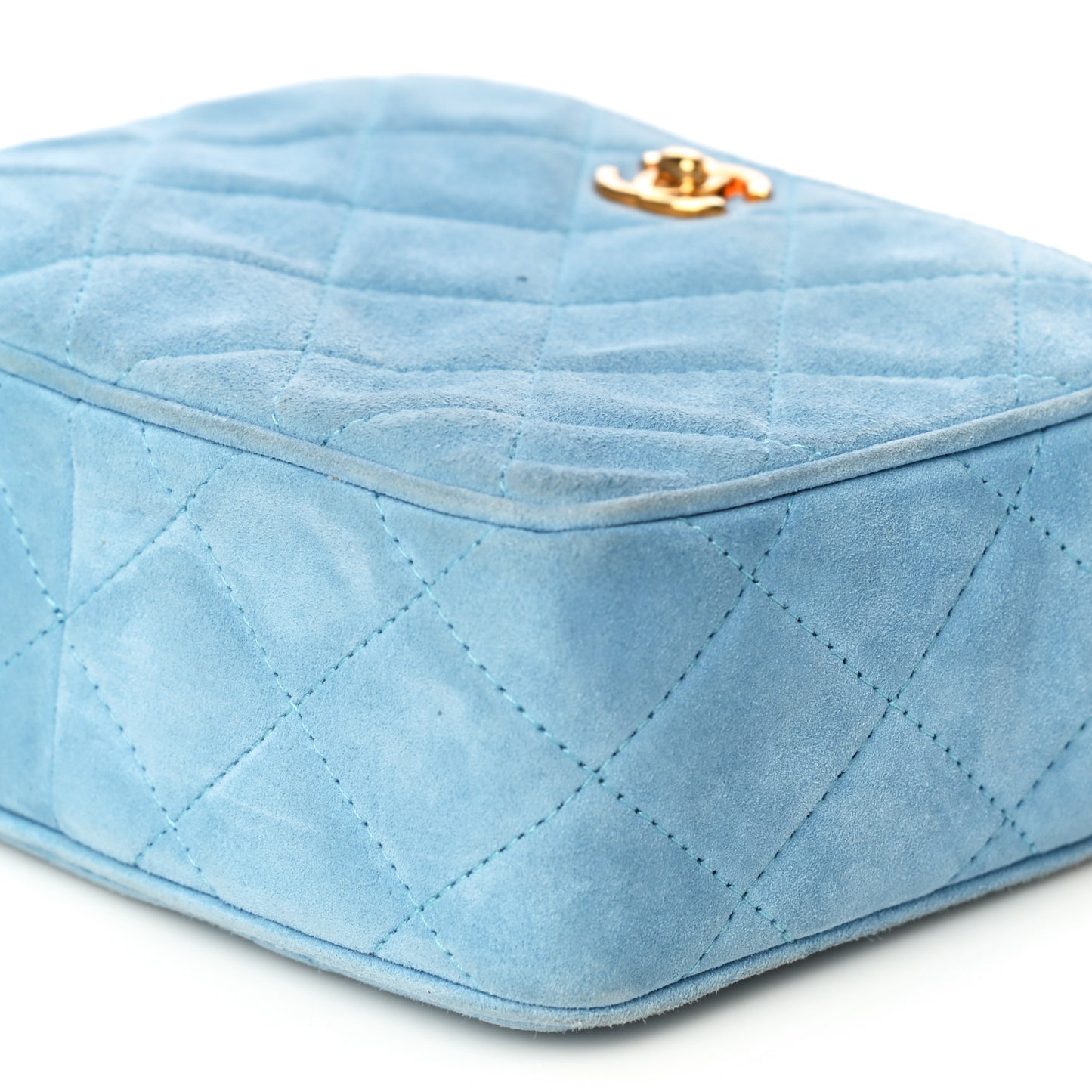 Suede Quilted Shoulder Bag Light Blue