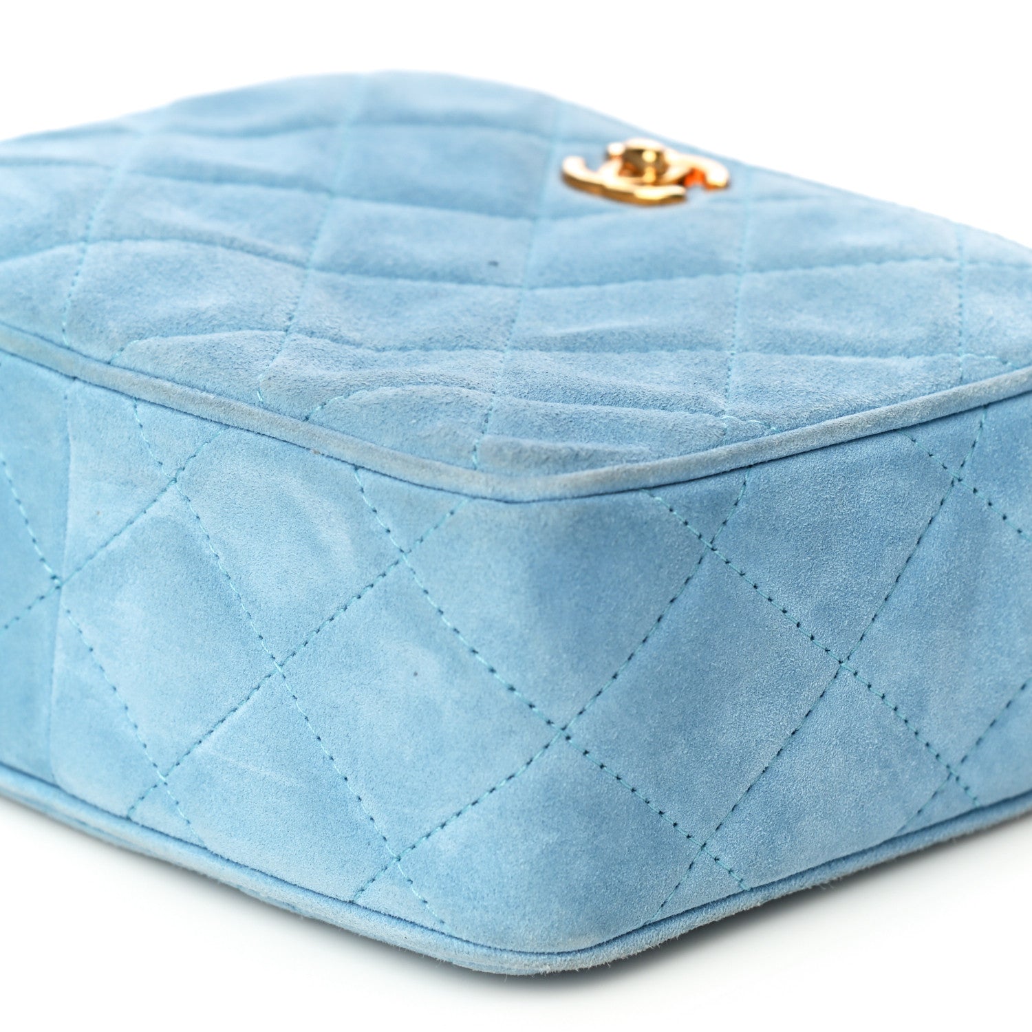 Chanel Suede Quilted Shoulder Bag Light Blue 11 of 20