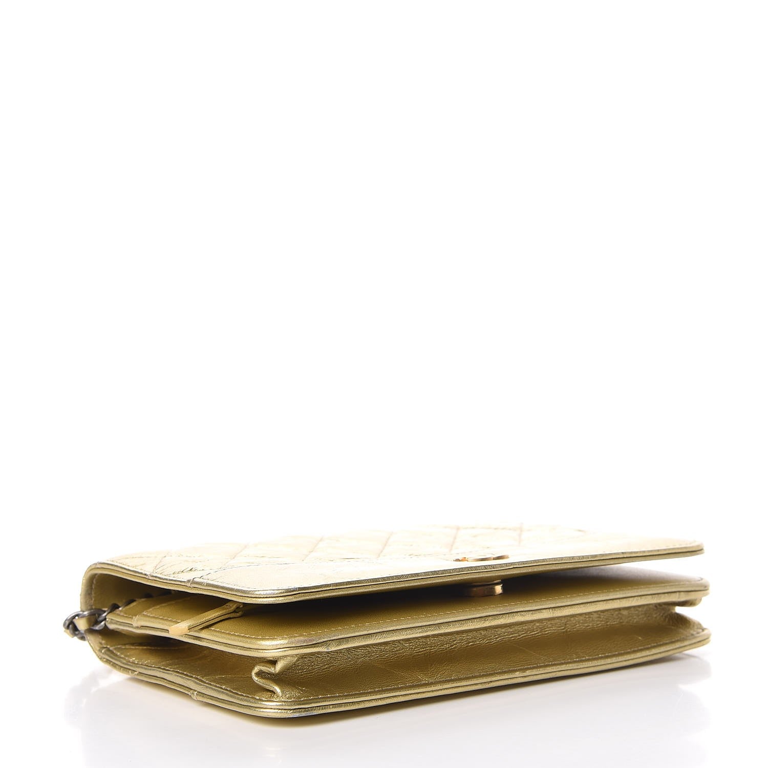 Chanel Metallic Aged Calfskin Quilted Gabrielle Wallet On Chain WOC Gold 4 of 12