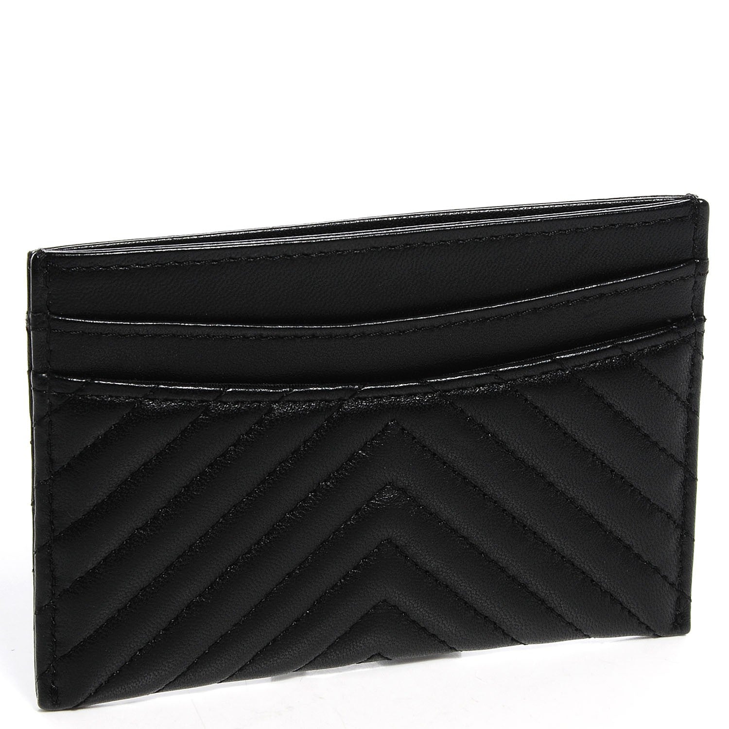 Chanel Lambskin Chevron Card Holder Black 3 of 8