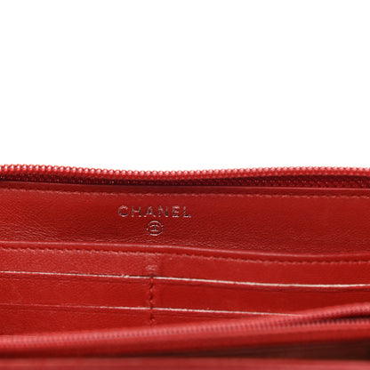 Chanel Caviar Quilted Large Boy Zip Around Wallet Red 6 of 13