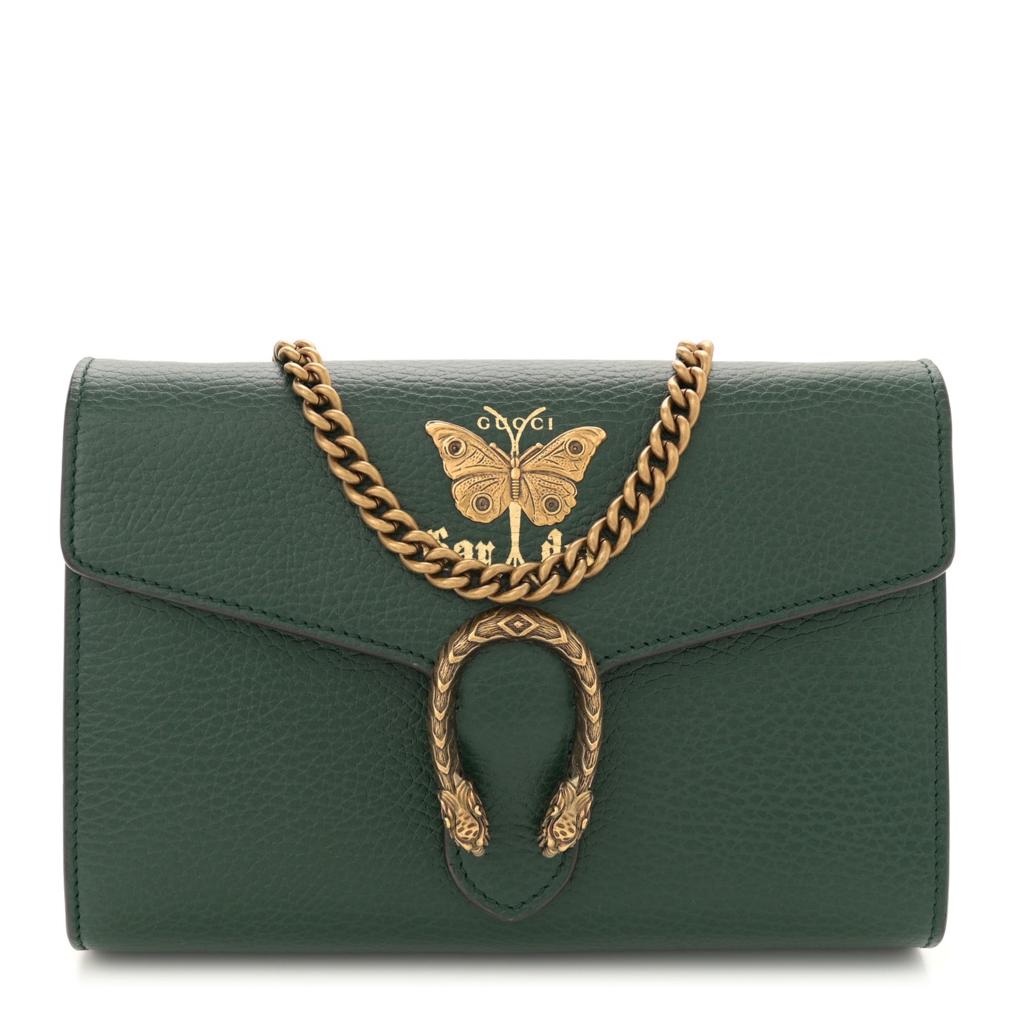 Calfskin Garden Dionysus Chain Wallet Emerald