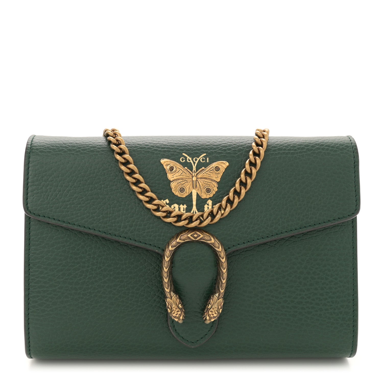 Gucci Calfskin Garden Dionysus Chain Wallet Emerald 1 of 12