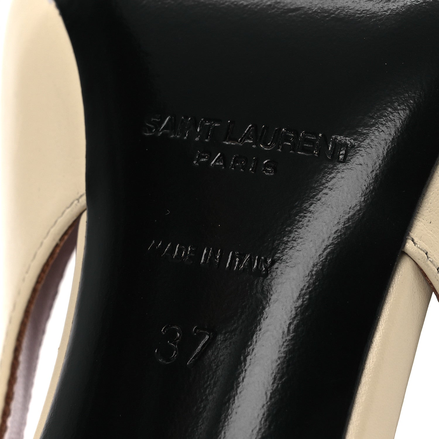 Saint Laurent Calfskin Kiss 105 Slingback Pumps 37 Egg Shell 8 of 14