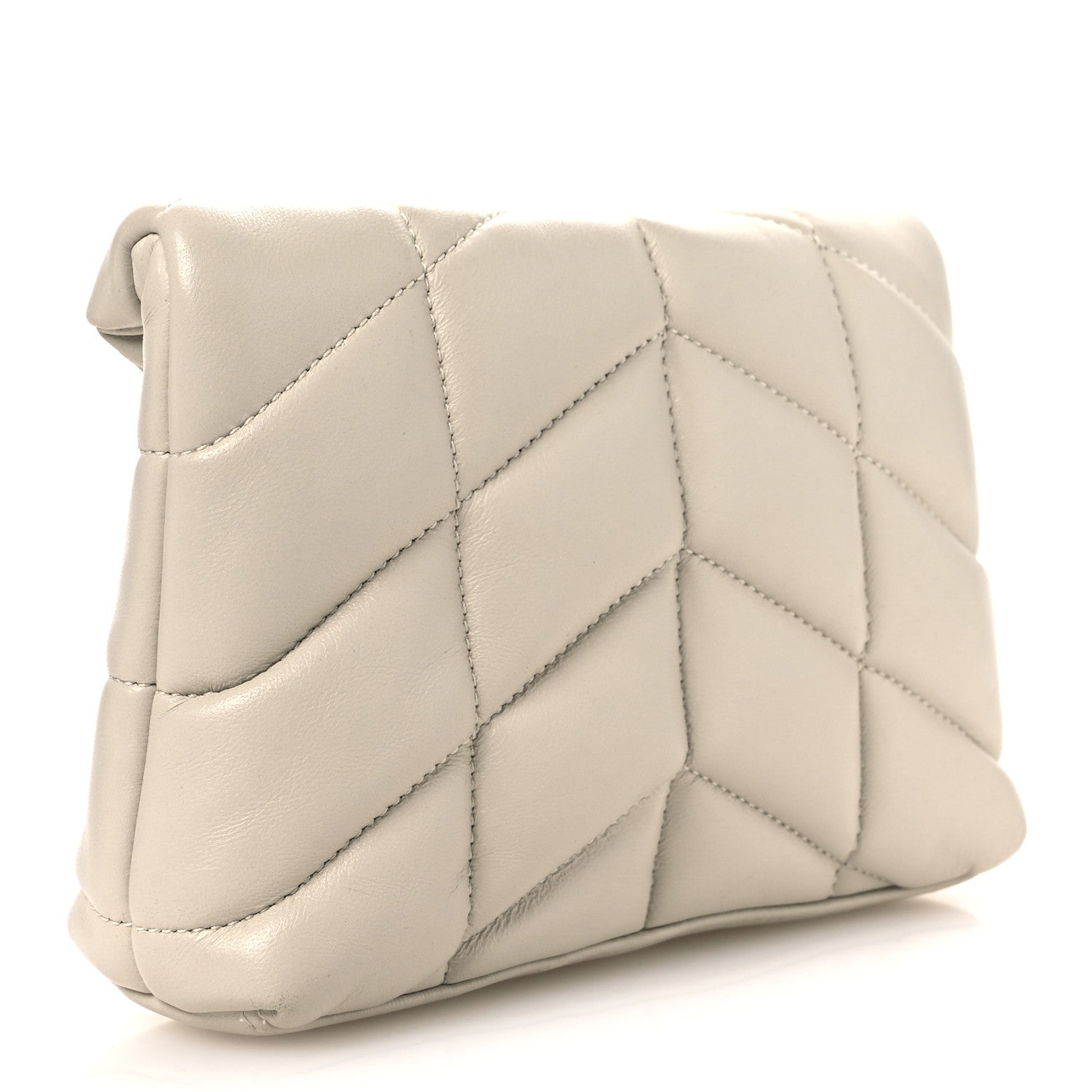 Saint Laurent Lambskin Monogram Loulou Puffer Pouch Clutch Crema Soft 4 of 12