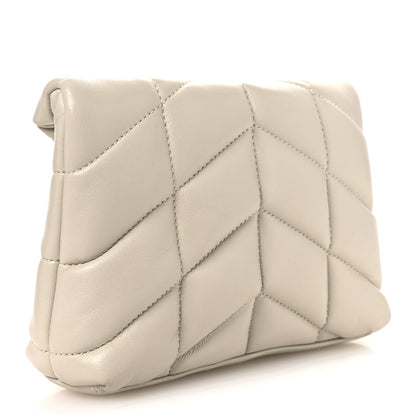 Saint Laurent Lambskin Monogram Loulou Puffer Pouch Clutch Crema Soft 4 of 12