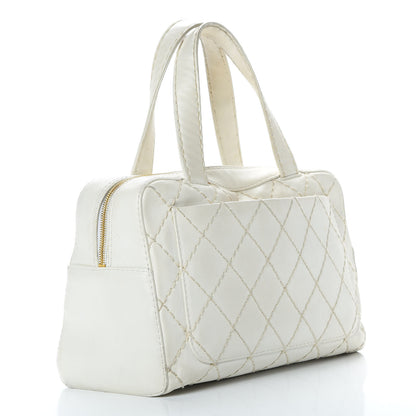 Chanel Calfskin Wild Stitch Top Handle Bag White 3 of 26