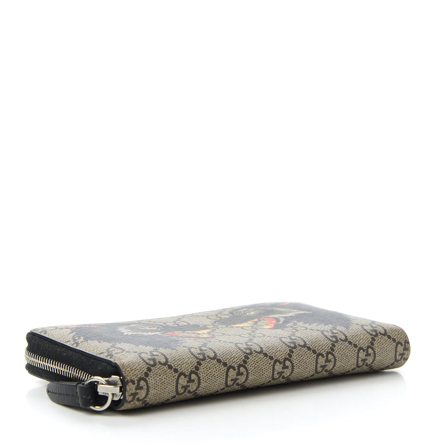 GG Supreme Monogram Wolf Print Zip Around Wallet Black