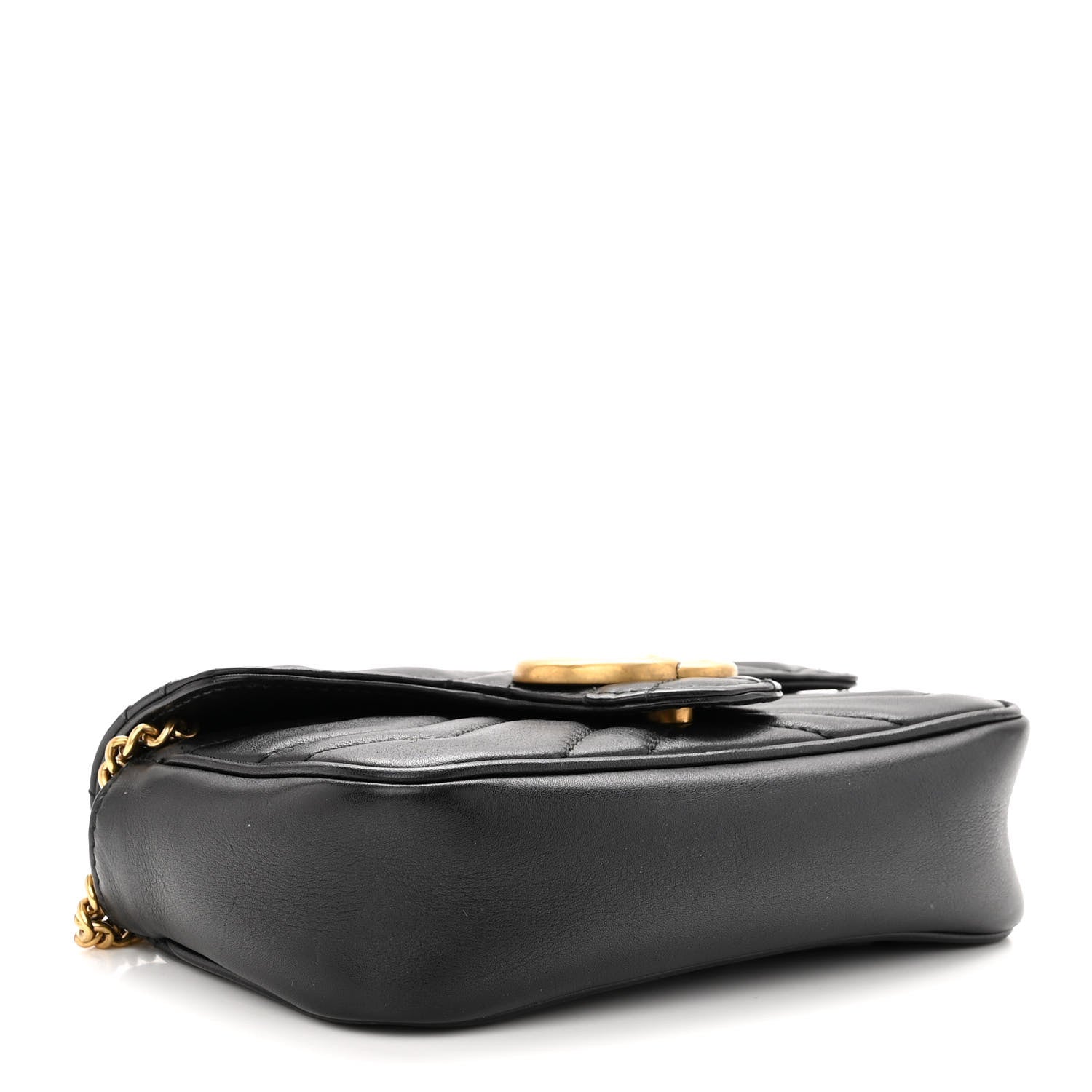 Gucci Calfskin Matelasse Super Mini GG Marmont Shoulder Bag Black 4 of 10