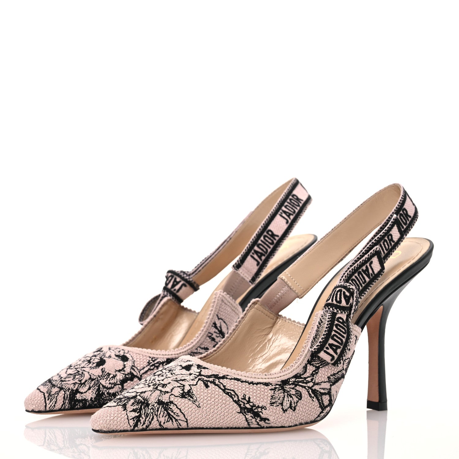 Christian Dior Canvas Embroidered Jardin Botanique J'Adoir Slingback 100mm Pumps 40 Black Nude 3 of 10