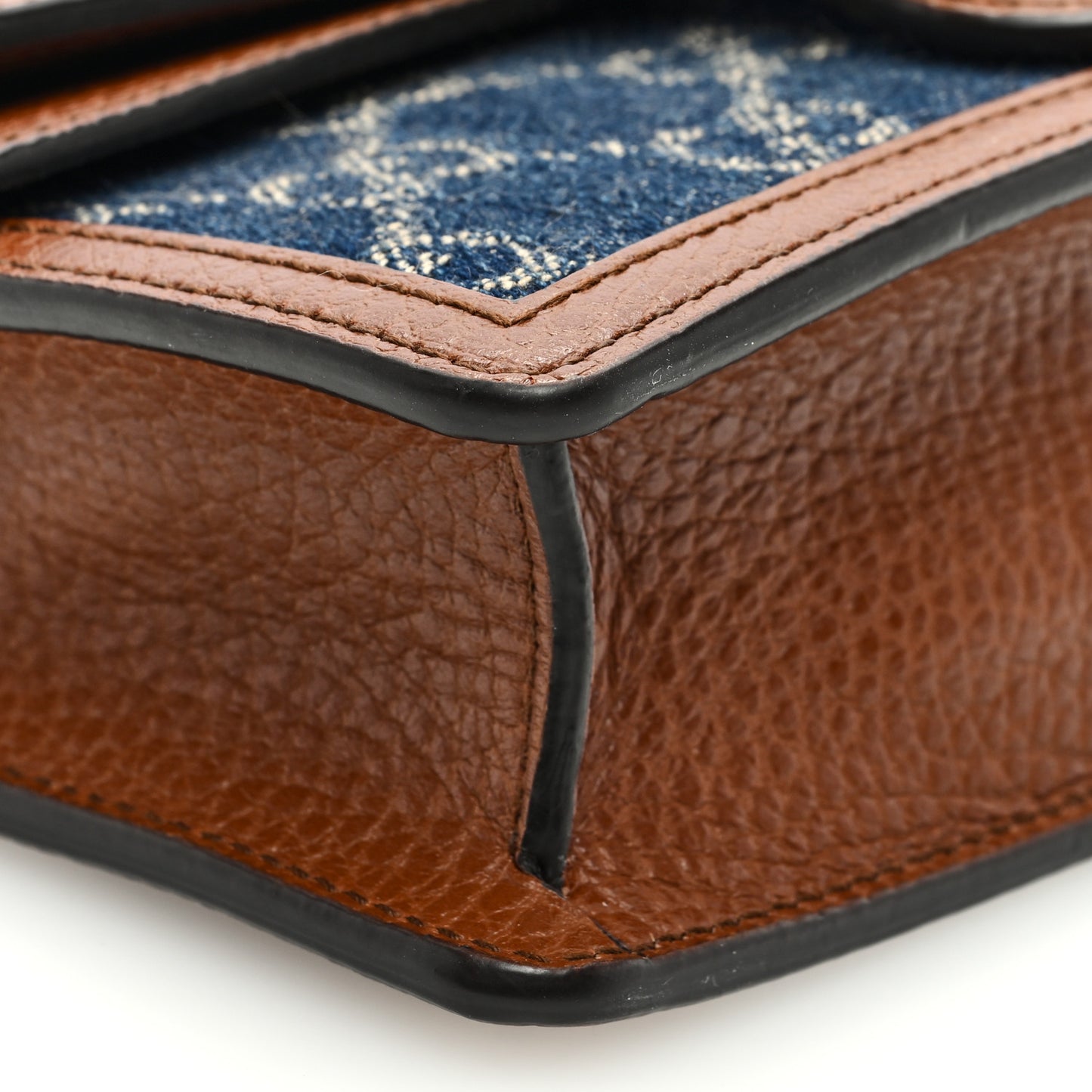 New Denim GG Monogram Dollar Calfskin Enamel Super Mini Dionysus Shoulder Bag Blue Tea Cuir Epilog Electric Blue