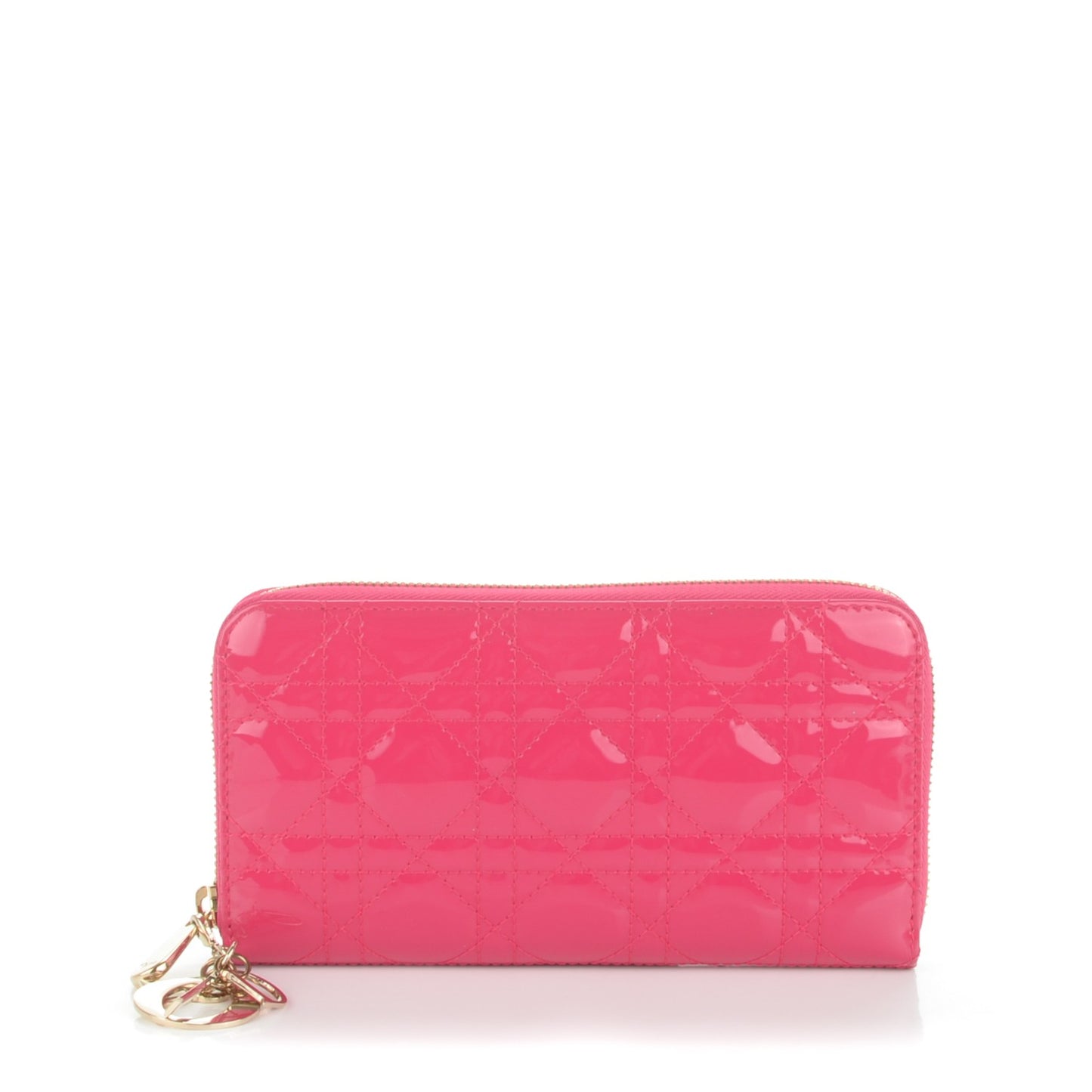 Patent Cannage Lady Dior Continental Wallet Pink