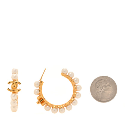Chanel Pearl CC More Is More Small Hoop Earrings Gold 2 of 5
