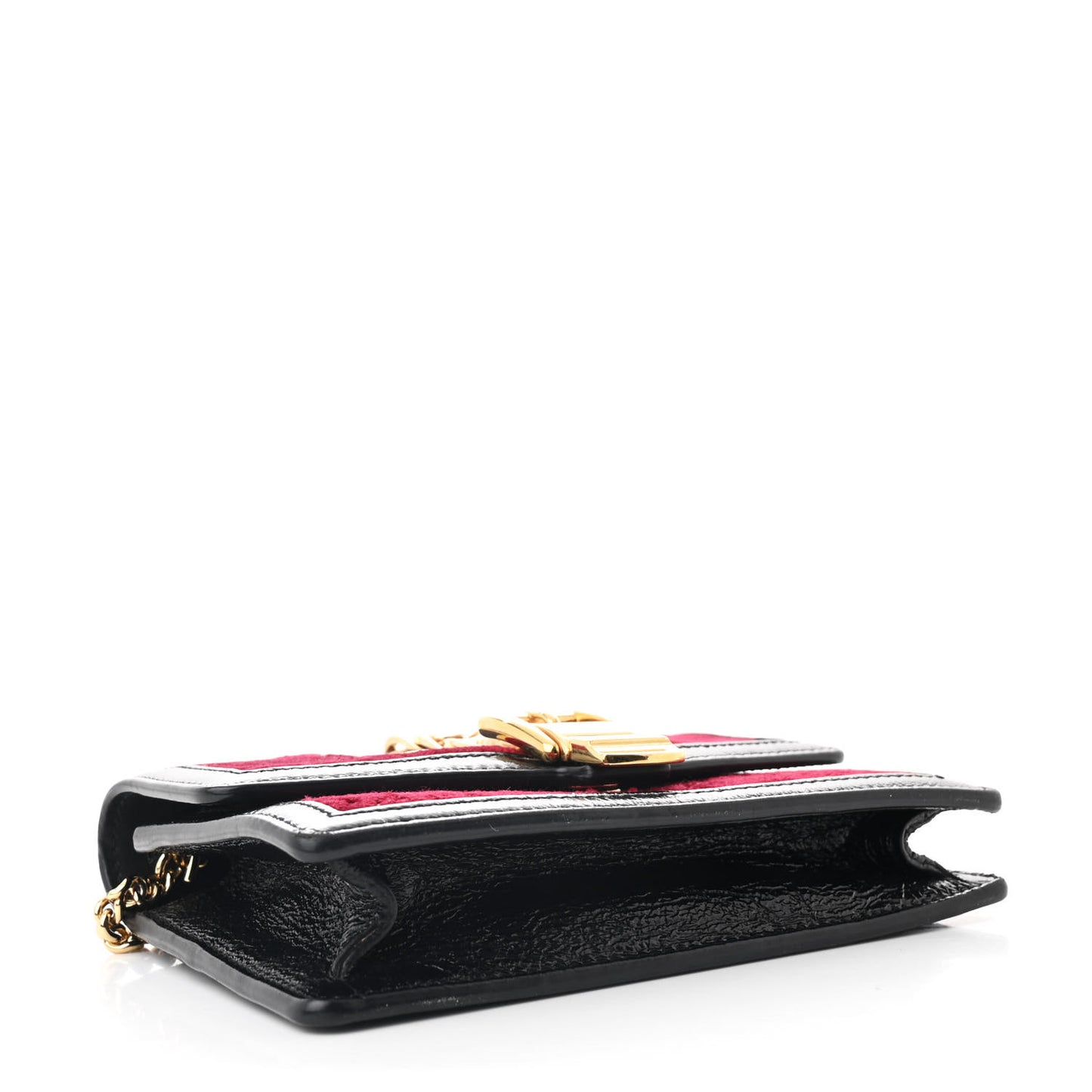 Velvet GG Monogram Super Mini Sylvie Chain Shoulder Bag Red Cipria Black
