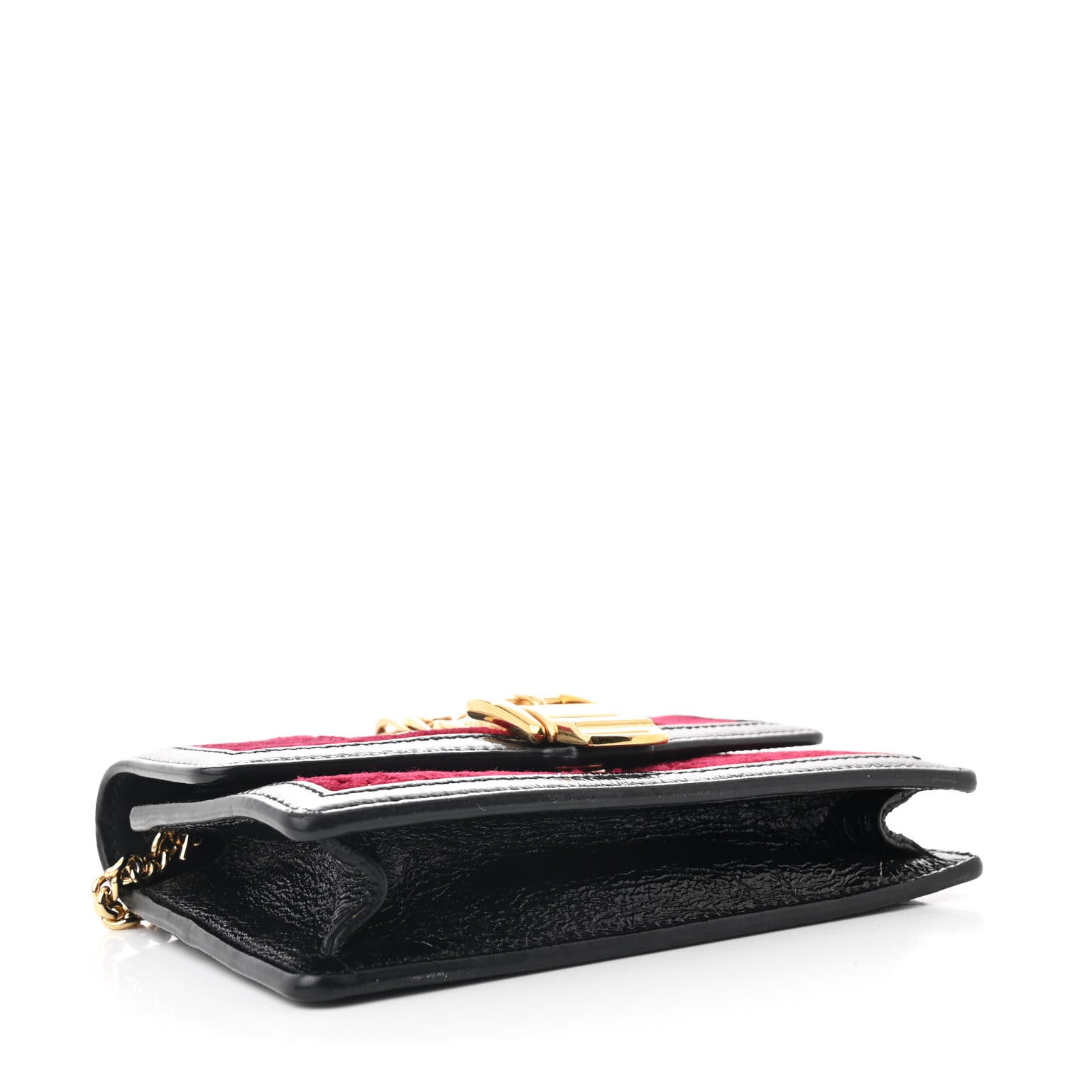 Gucci Velvet GG Monogram Super Mini Sylvie Chain Shoulder Bag Red Cipria Black 4 of 7