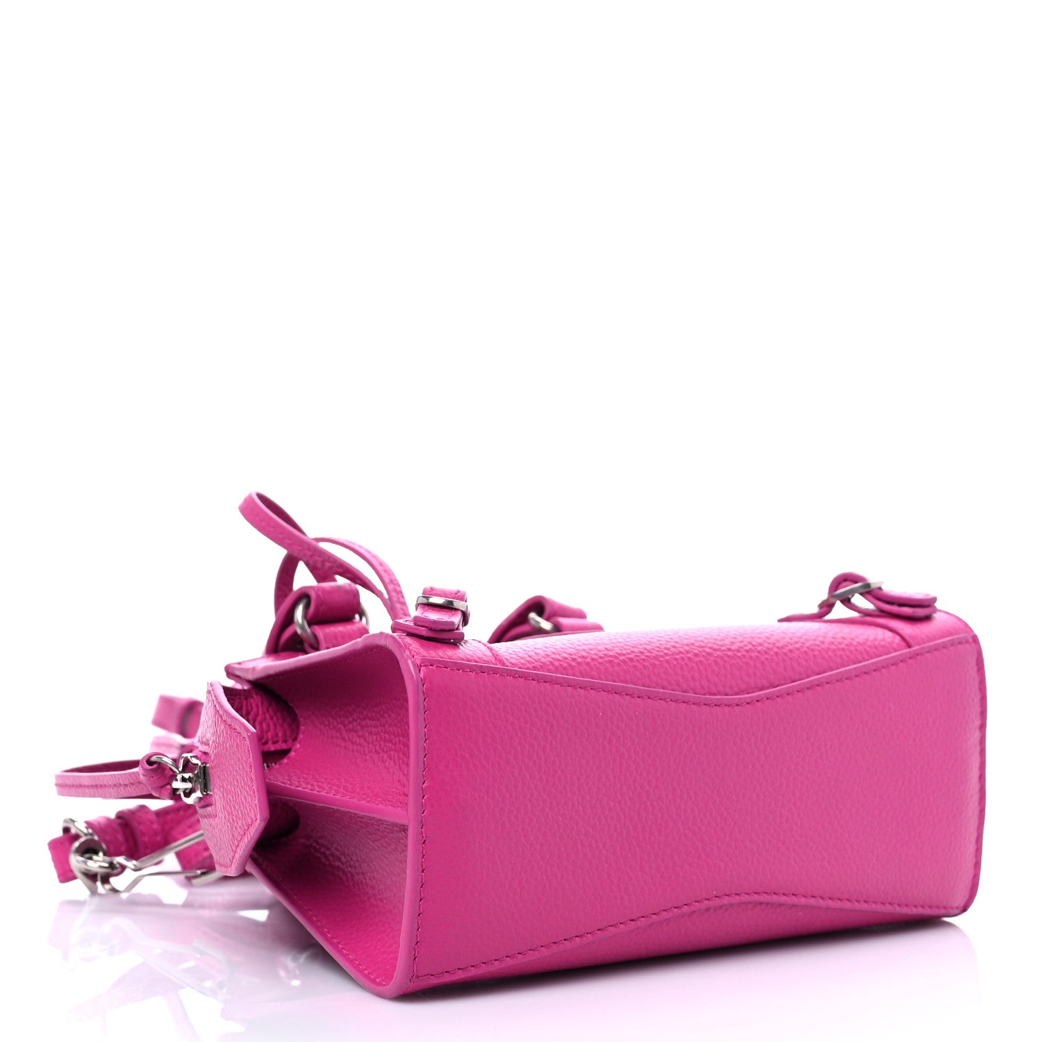 Balenciaga Grained Calfskin Neo Classic Silver Hardware Super Nano City Fuchsia 3 of 6