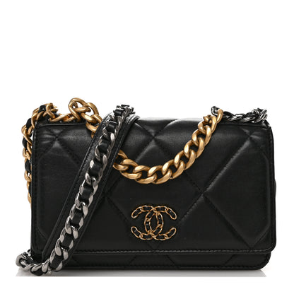 Chanel Lambskin Quilted Chanel 19 Wallet On Chain WOC Black 1 of 13