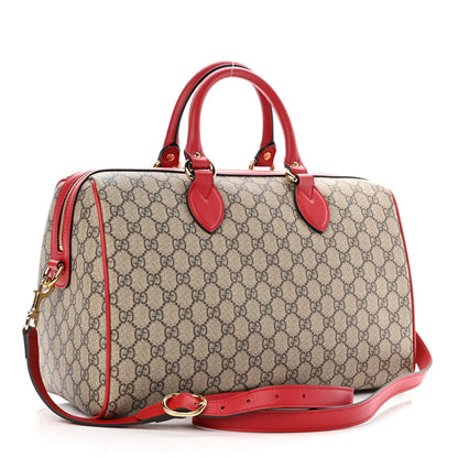 Gucci GG Supreme Monogram Rose Embroidered Medium Boston Hibiscus Red 3 of 11