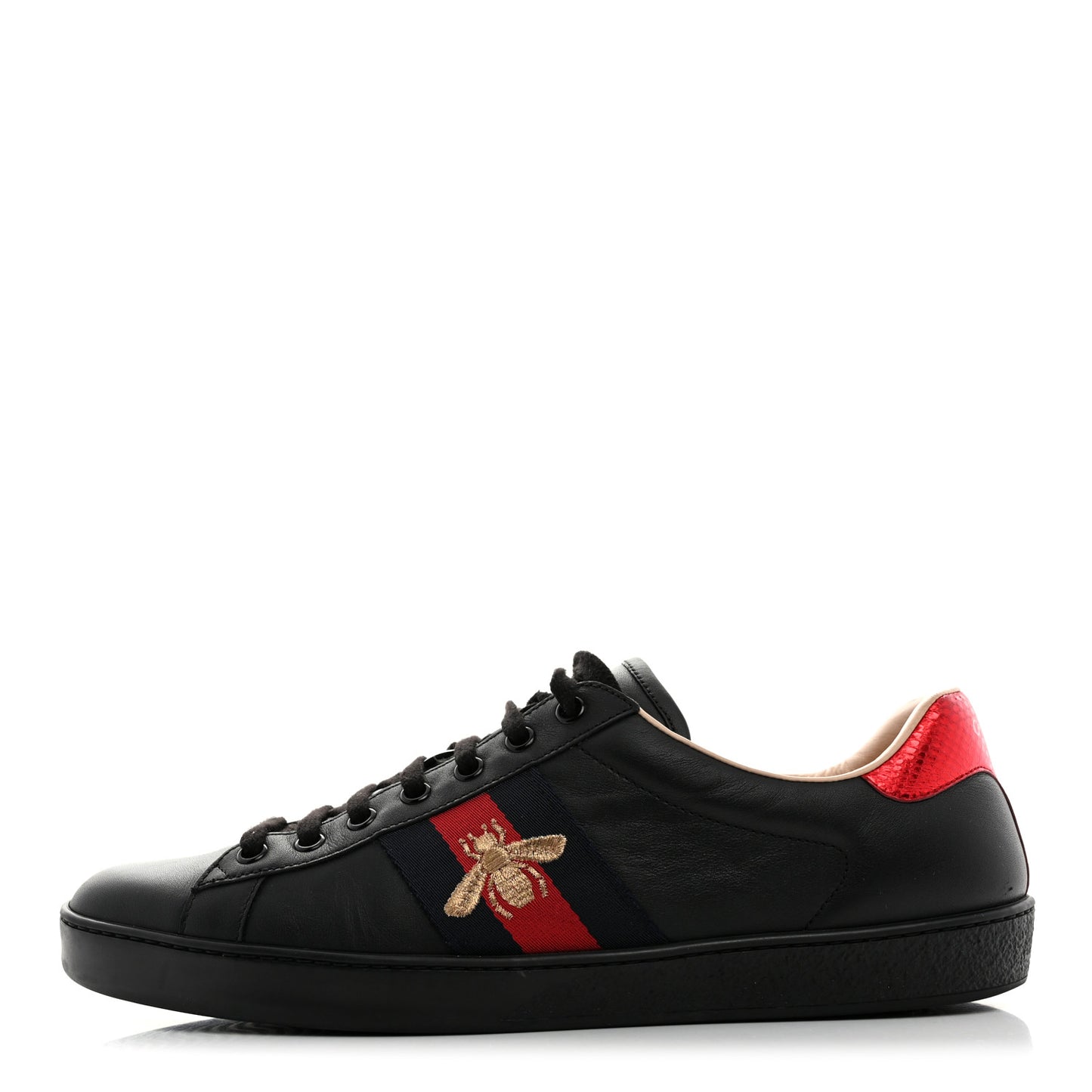 Miro Soft Calfskin Laminated Ayers Web Bee Embroidered Mens Ace Sneakers 9.5 Black Red Flame Night