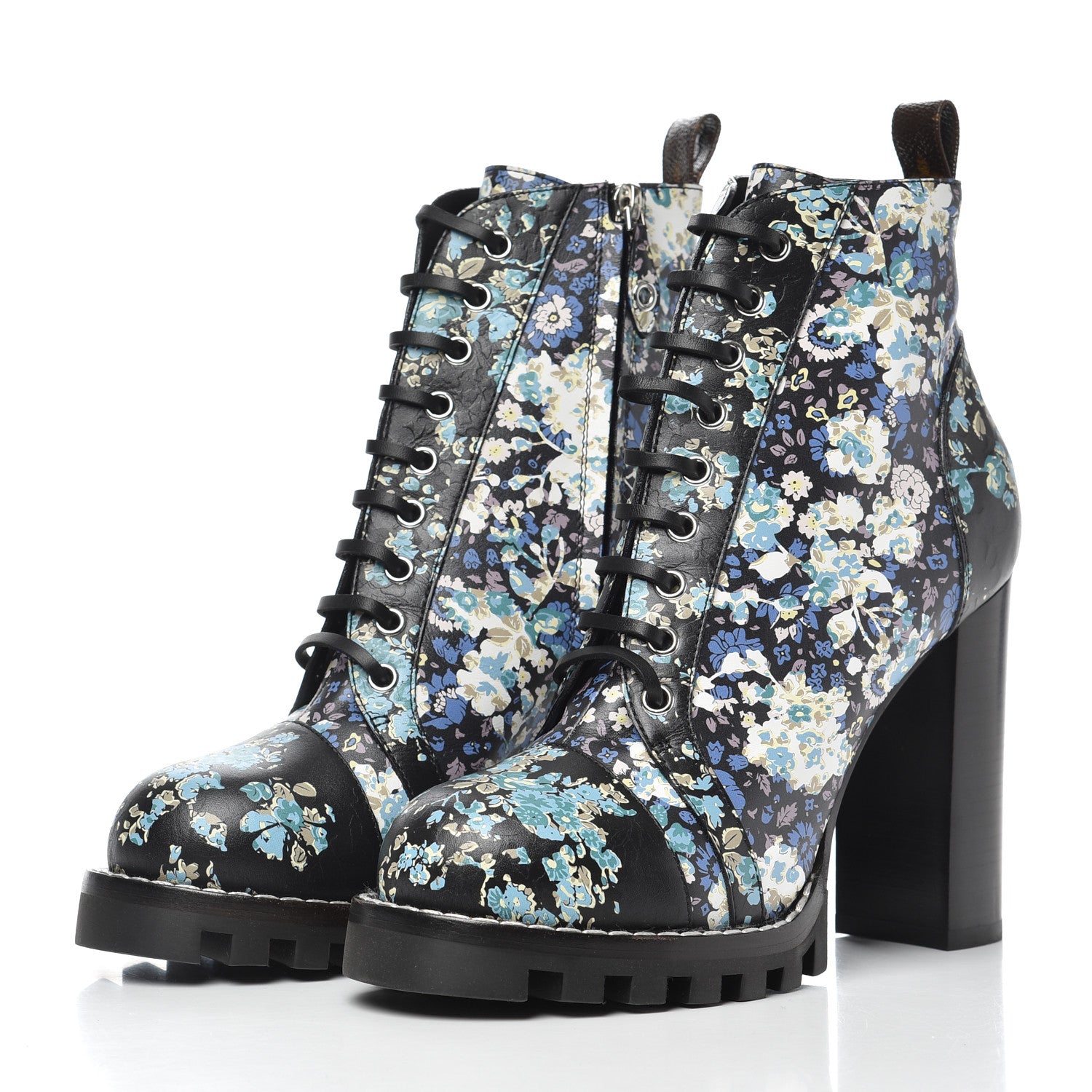 Louis Vuitton Calfskin Floral Star Trail Ankle Boots 40 Black 3 of 9