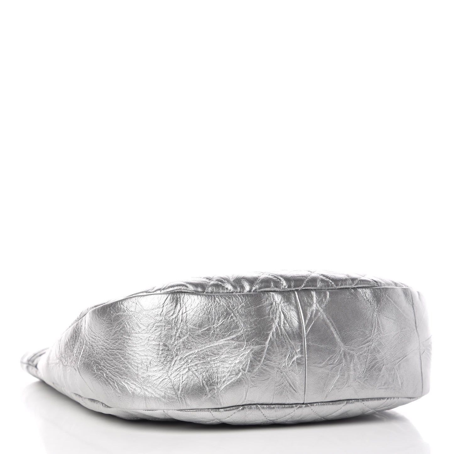 Metallic Crumpled Calfskin Small 31 Shopping Bag Silver