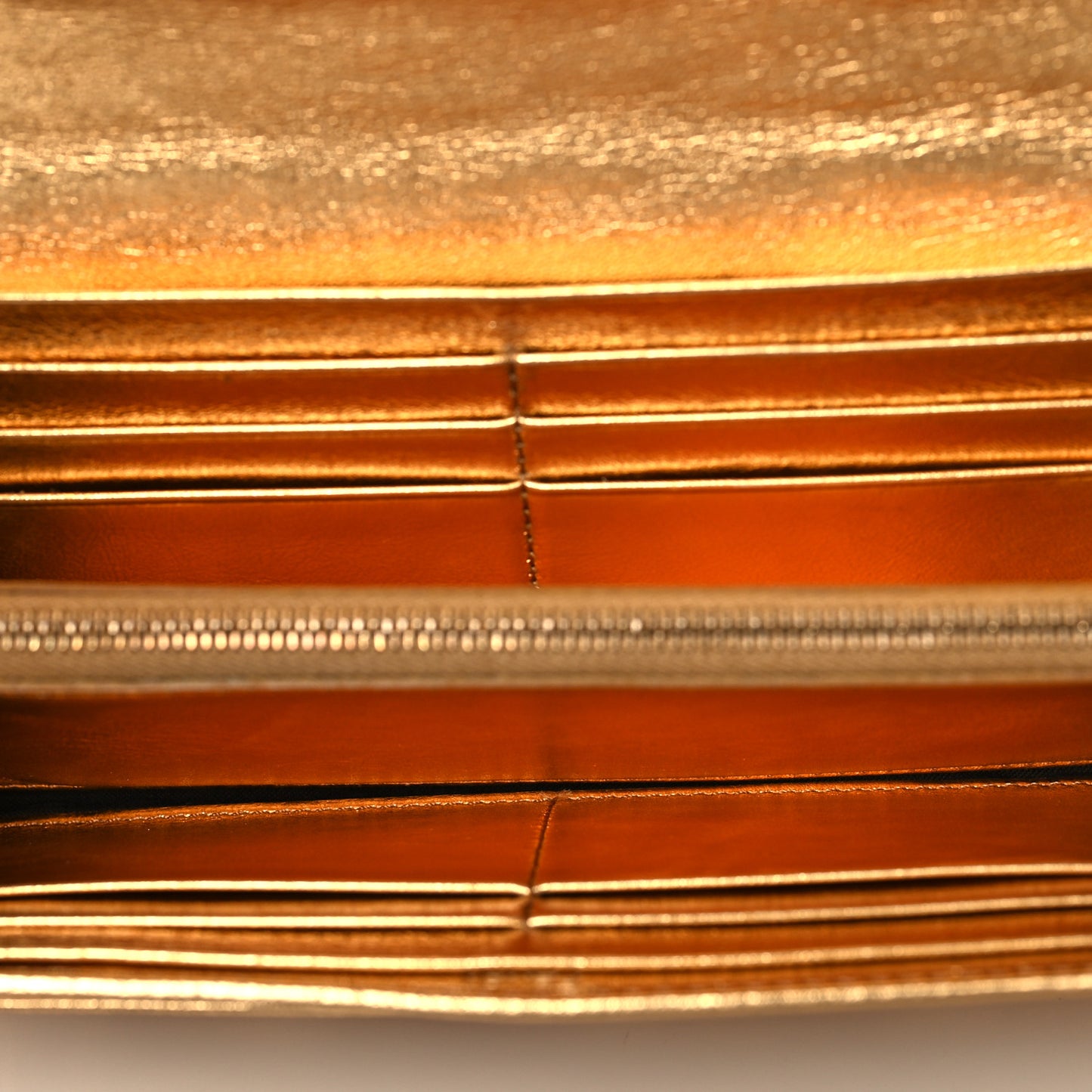 Vitello Catalan Mirror FF 1974 Embossed Continental Wallet Gold