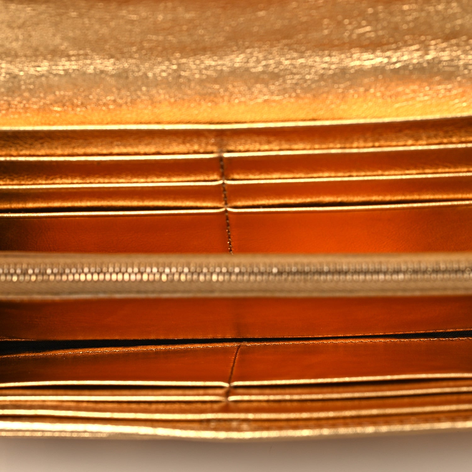 Fendi Vitello Catalan Mirror FF 1974 Embossed Continental Wallet Gold 7 of 9