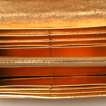 Fendi Vitello Catalan Mirror FF 1974 Embossed Continental Wallet Gold 7 of 9