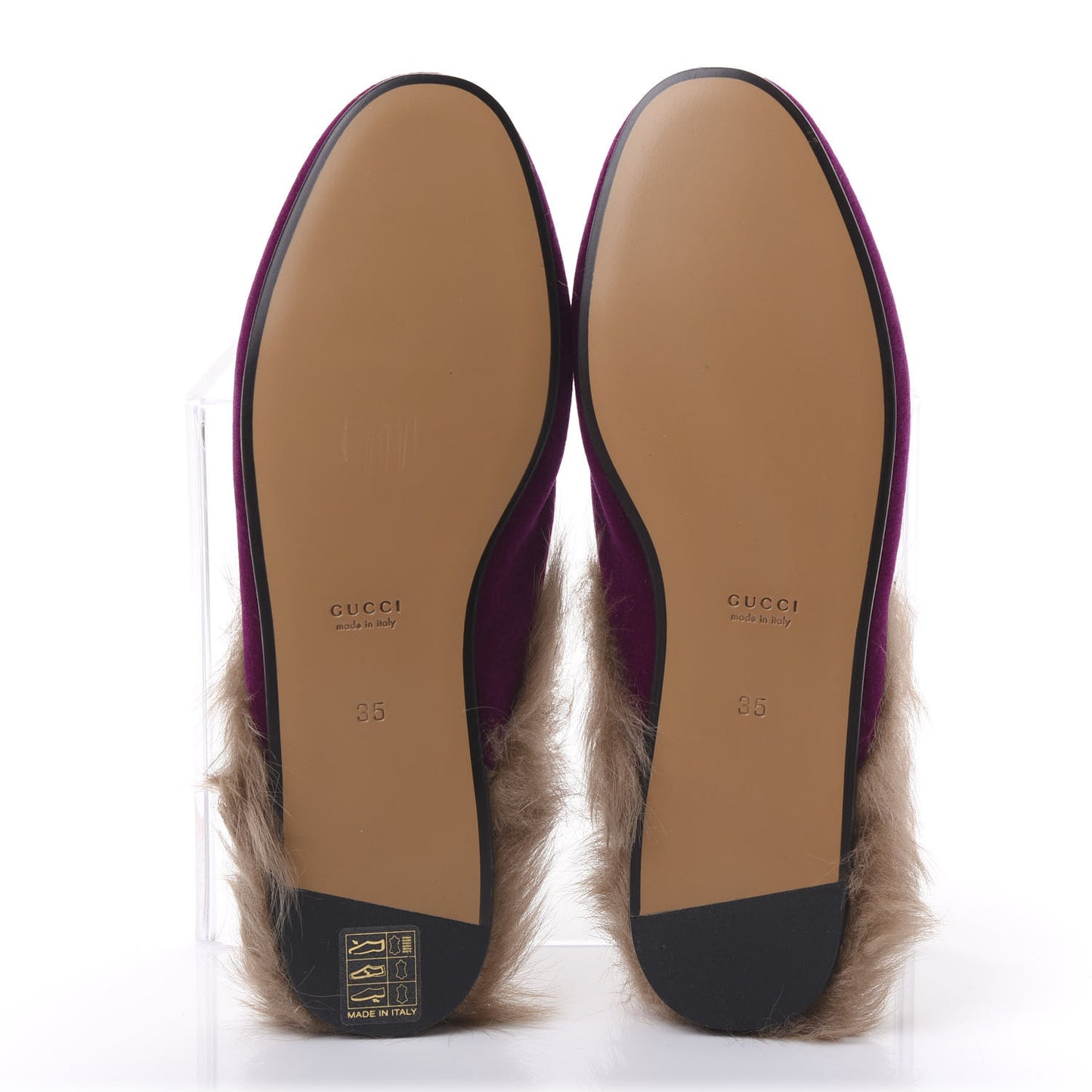 Velvet Fur Womens Princetown Slippers 35 Fucsia Violet Cyclamen Natural