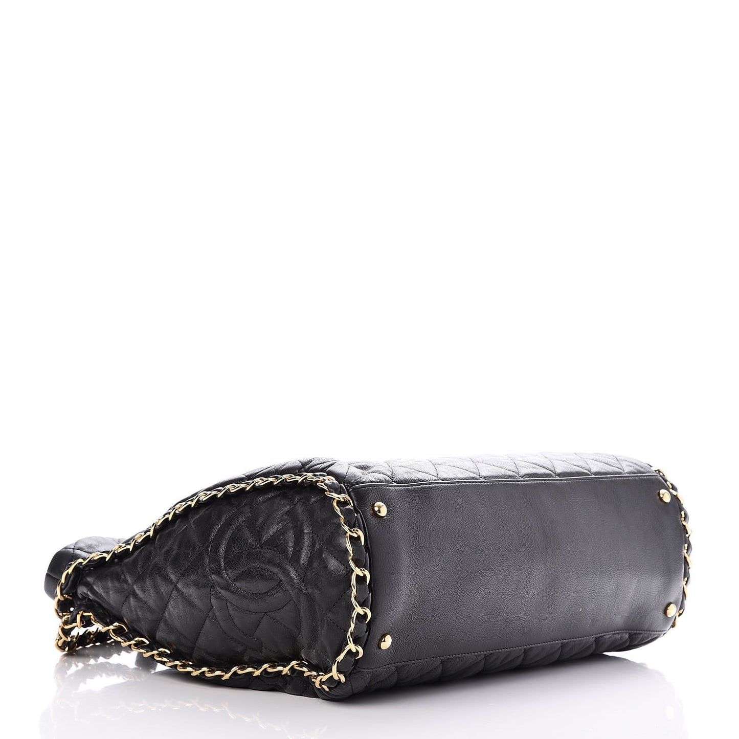 Calfskin Quilted Large Chain Me Hobo Black