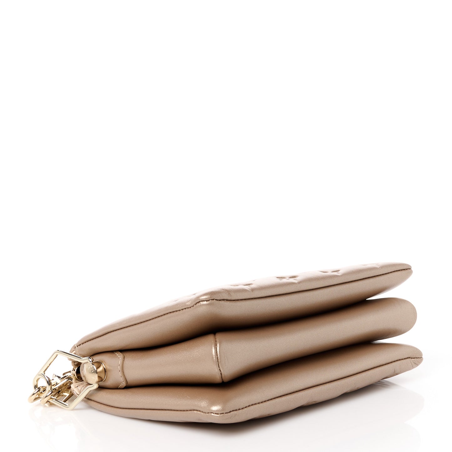 Metallic Lambskin Embossed Monogram Coussin BB Light Gold