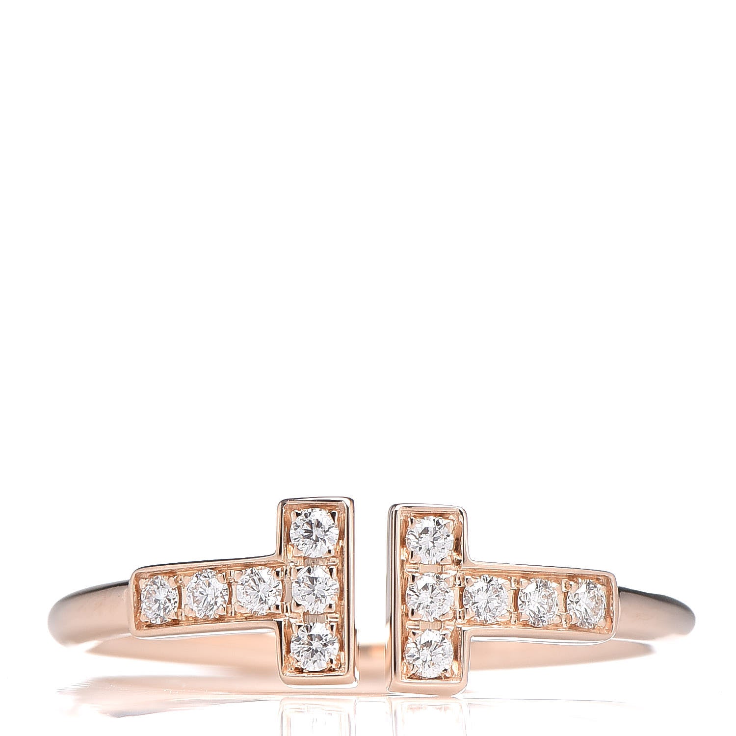 Tiffany 18K Rose Gold Diamond T Wire Ring 49 5 1 of 6