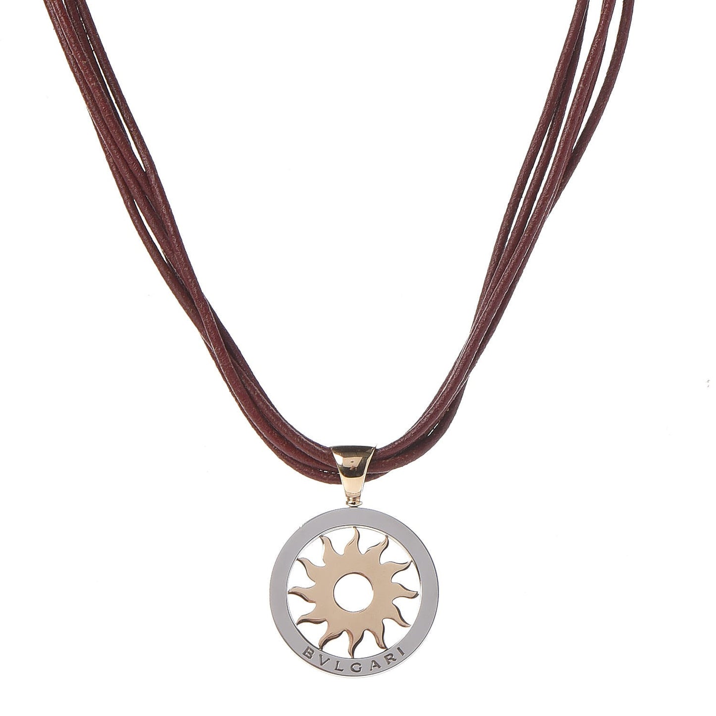 18K Yellow Gold Stainless Steel Tondo Sun Pendant Necklace