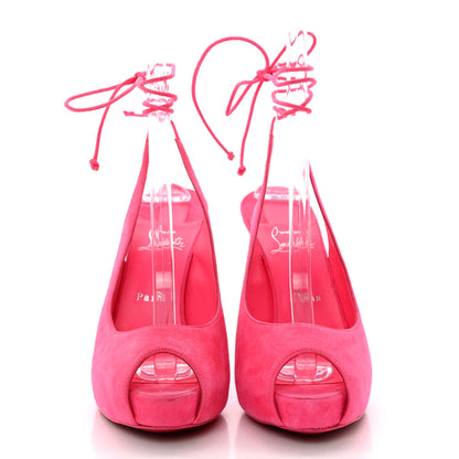 Christian Louboutin Veau Velours Lace Up NVP 120 Peep Toe Pump 39 Poupidou 2 of 15