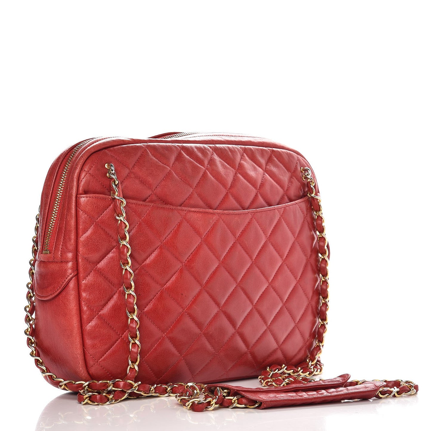 Lambskin Quilted Camera Case Bag Red