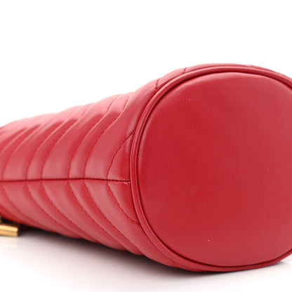 Gucci Calfskin Matelasse Mini GG Marmont 2.0 Bucket Bag Hibiscus Red 9 of 10