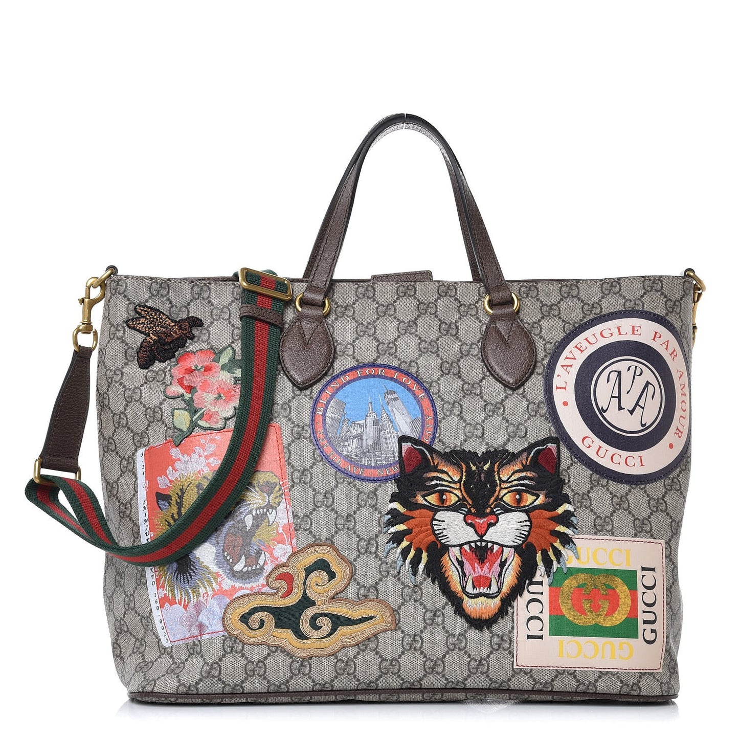 Soft GG Supreme Monogram Courrier Medium Crossbody Tote Beige New Acero