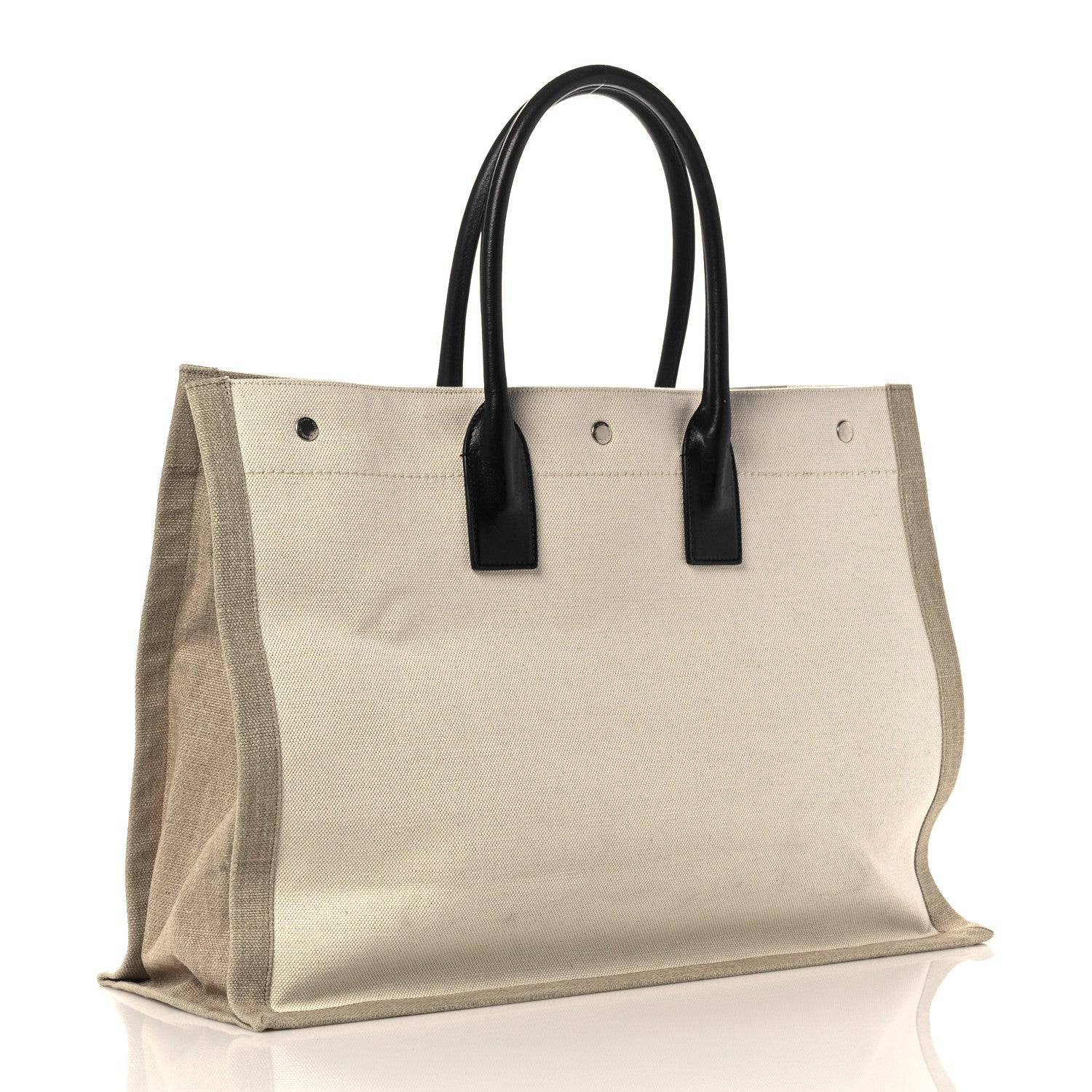 Saint Laurent Linen Calfskin Rive Gauche Tote Optic White 3 of 9