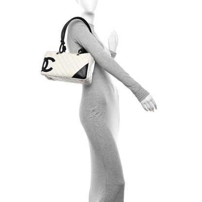Chanel Calfskin Quilted Large Cambon Bowler White Black 2 of 14